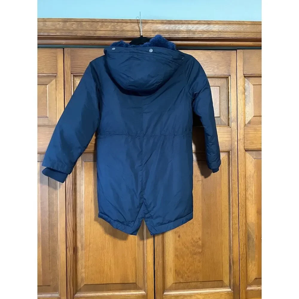 J.Crew Boys Fishtail Parka PrimaLoft Navy Blue Hooded Winter Coat Size S